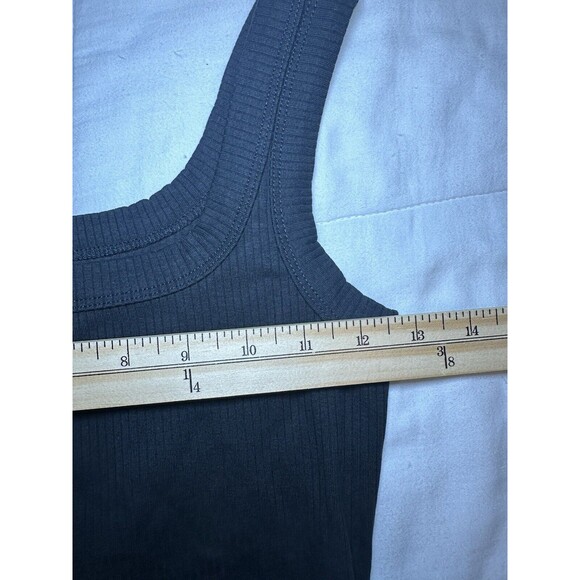 MADEWELL Tailored Crop Tank Sleekhold Ribbed True Black Women's XXS NWT - Picture 7 of 7